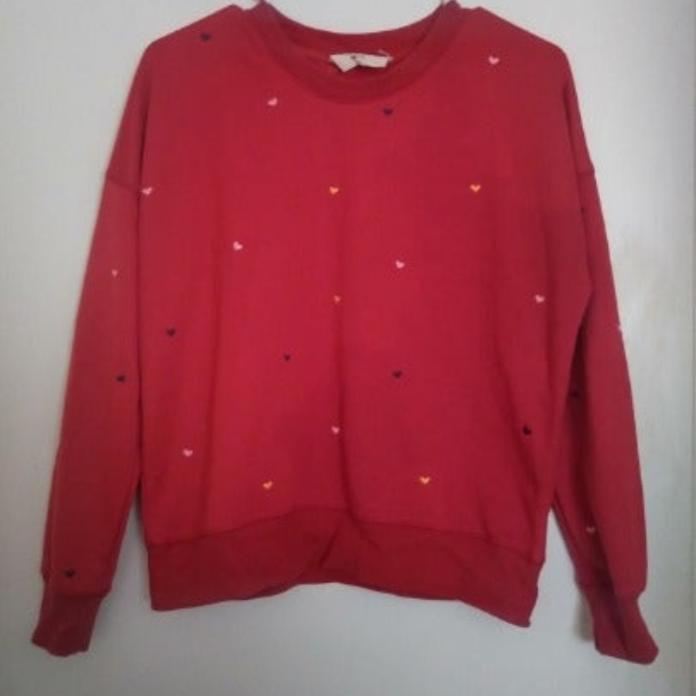 Currently In Love RED Sweatshirt HEARTS Medium